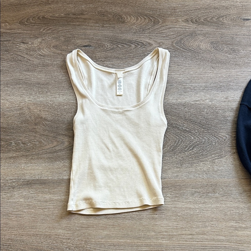 SKIMS Beige Ribbed Tank Top